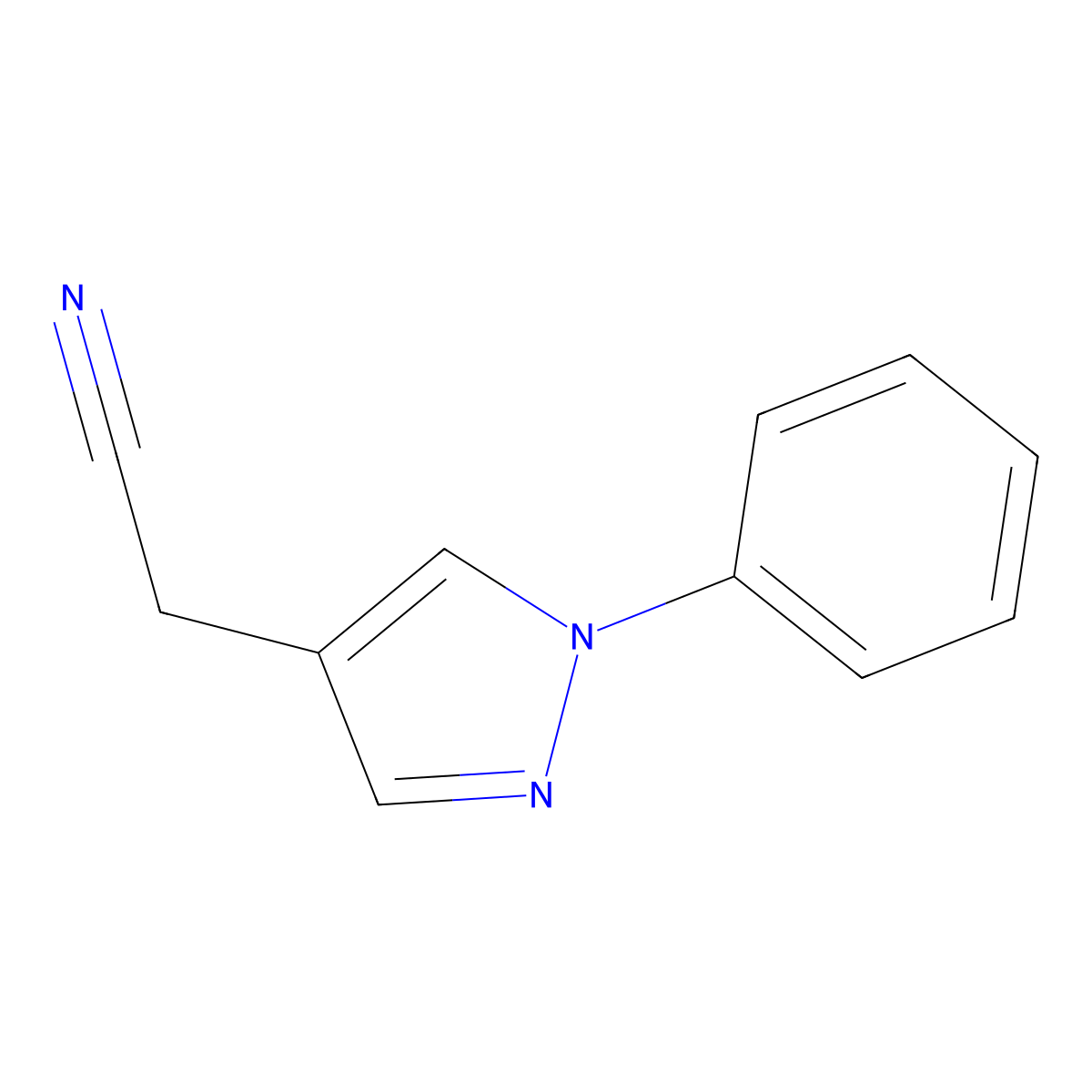 2-(1-phenyl-1H-pyrazol-4-yl)acetonitrile molecular structure, CAS 51412-23-8
