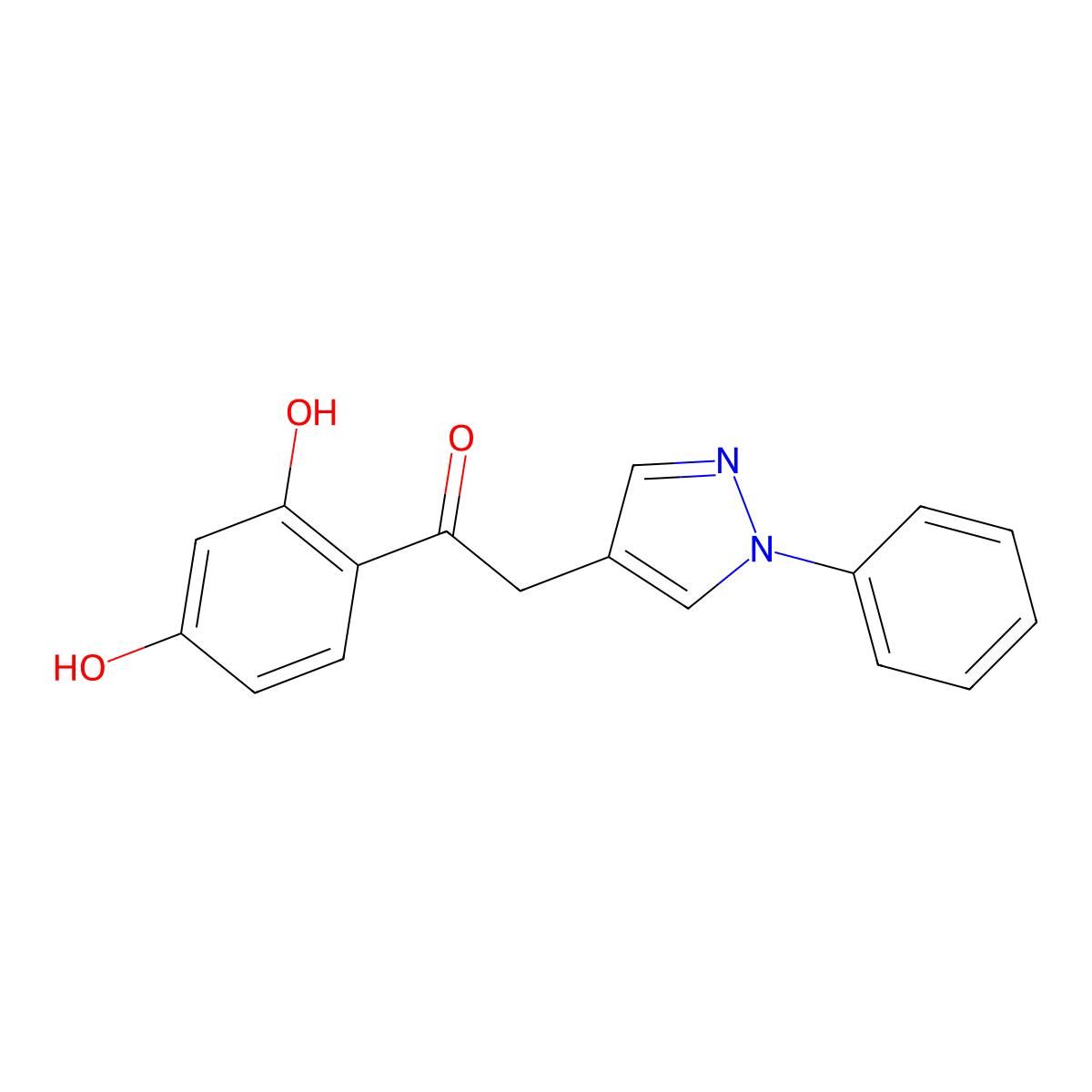 1-(2,4-dihydroxyphenyl)-2-(1-phenyl-1H-pyrazol-4-yl)ethanone molecular structure, CAS 51412-24-9