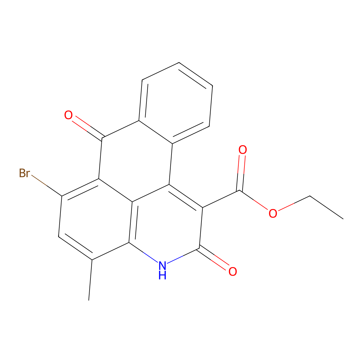 3H-Naphtho[1,2,3-de]quinoline-1-carboxylic acid, 6-bromo-2,7-dihydro-4-methyl-2,7-dioxo-, ethyl ester molecular structure, CAS 51418-86-1