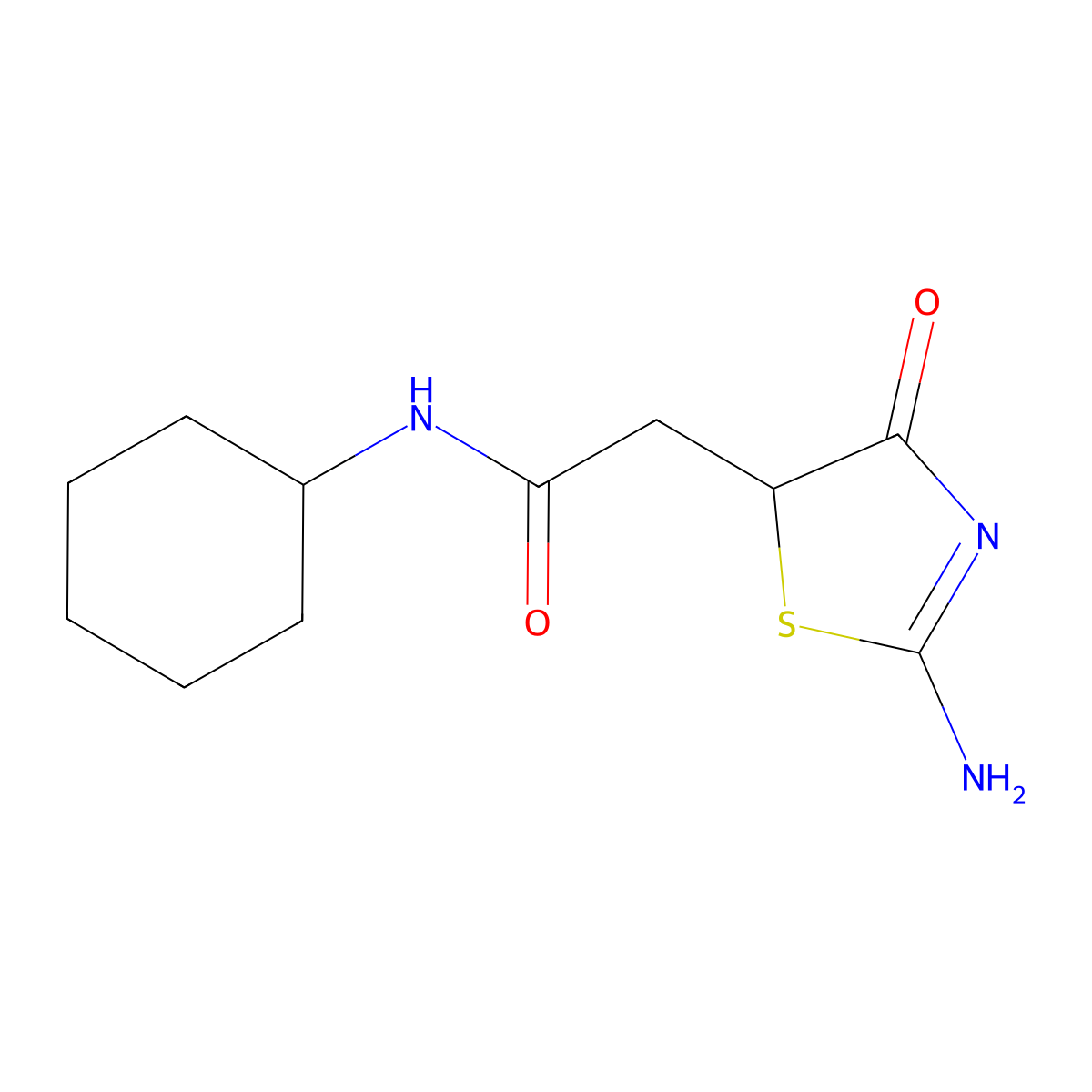 N-cyclohexyl-2-(2-imino-4-oxo-1,3-thiazolidin-5-yl)acetamide molecular structure, CAS 514181-93-2