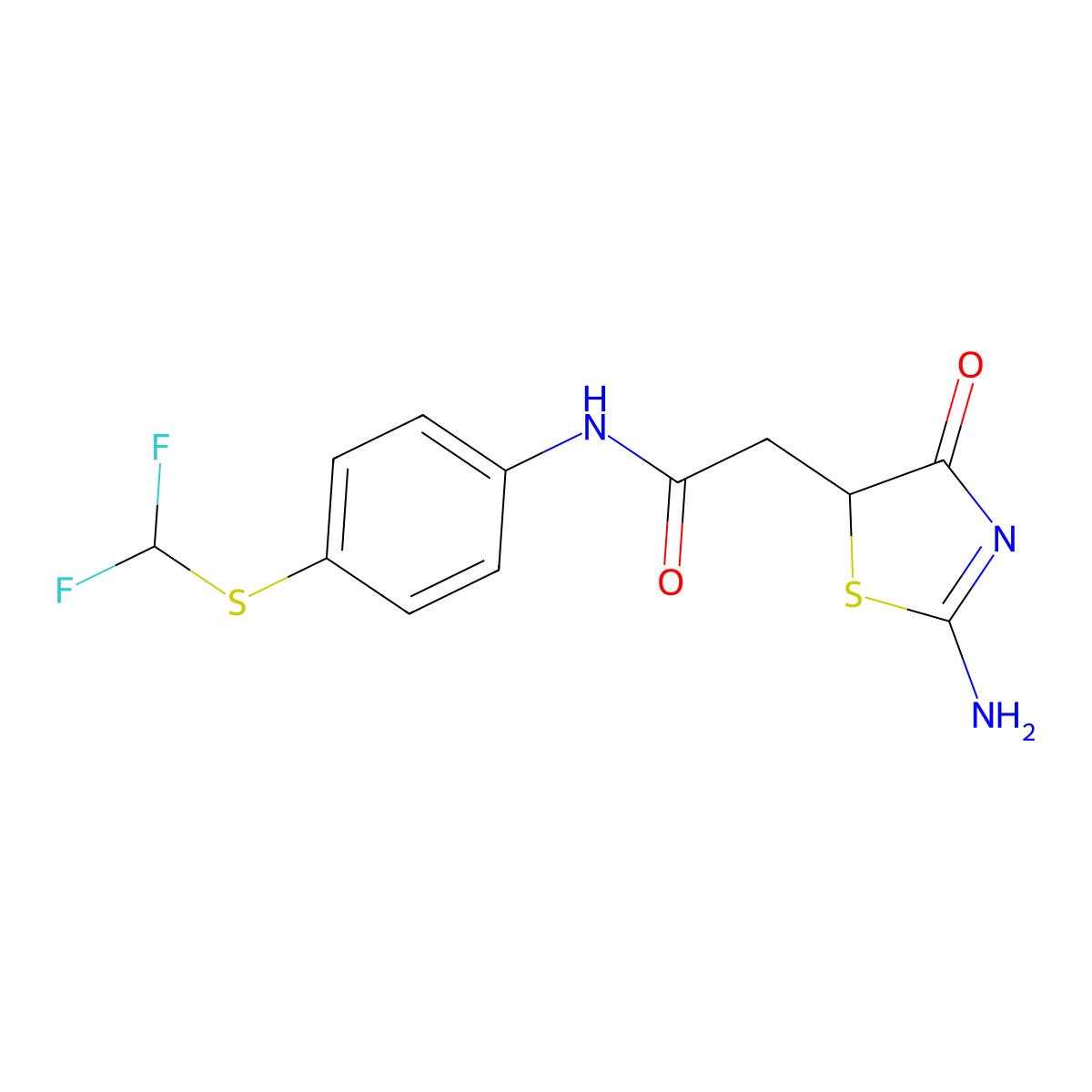 N-{4-[(difluoromethyl)sulfanyl]phenyl}-2-(2-imino-4-oxo-1,3-thiazolidin-5-yl)acetamide molecular structure, CAS 514182-01-5