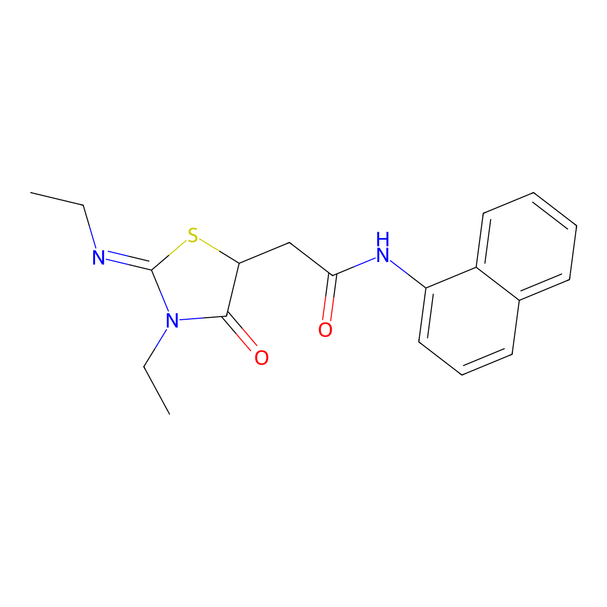 2-(3-ethyl-2-ethylimino-4-oxo-1,3-thiazolidin-5-yl)-N-naphthalen-1-ylacetamide molecular structure, CAS 514182-78-6