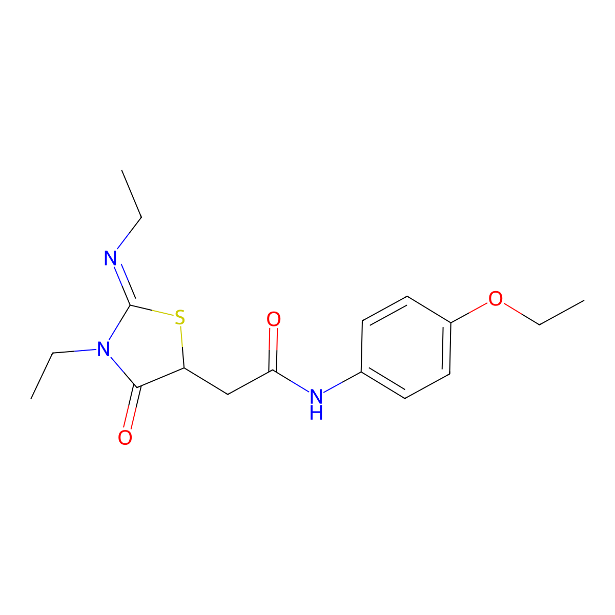 N-(4-ethoxyphenyl)-2-(3-ethyl-2-ethylimino-4-oxo-1,3-thiazolidin-5-yl)acetamide molecular structure, CAS 514182-92-4