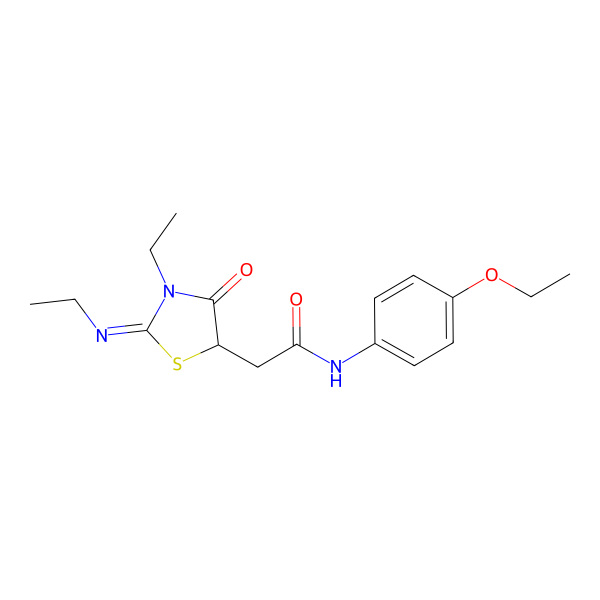 N-(4-ethoxyphenyl)-2-(3-ethyl-2-ethylimino-4-oxo-1,3-thiazolidin-5-yl)acetamide molecular structure, CAS 514182-92-4