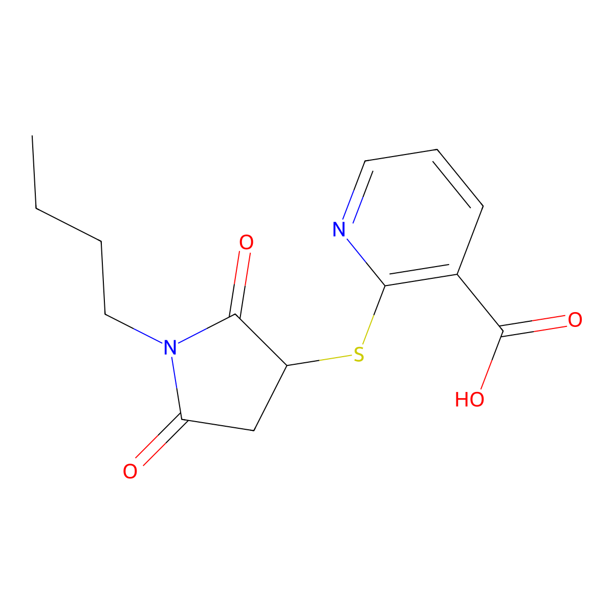 2-[(1-Butyl-2,5-dioxo-3-pyrrolidinyl)sulfanyl]nicotinic acid molecular structure, CAS 514183-36-9
