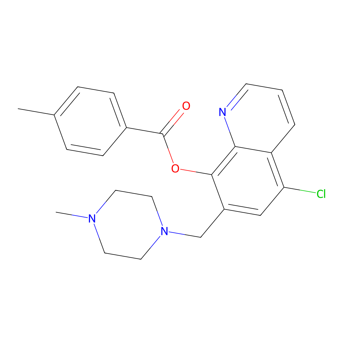 5-Chloro-7-((4-methylpiperazin-1-yl)methyl)quinolin-8-yl 4-methylbenzoate molecular structure, CAS 514183-89-2