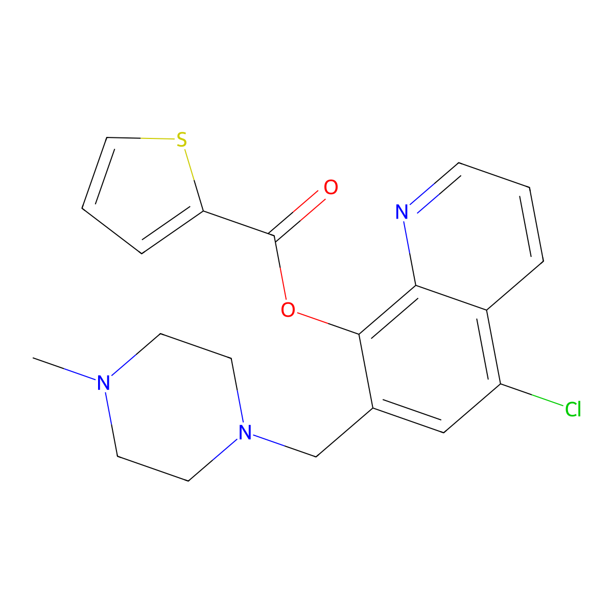 5-Chloro-7-[(4-methyl-1-piperazinyl)methyl]-8-quinolinyl 2-thiophenecarboxylate molecular structure, CAS 514184-35-1