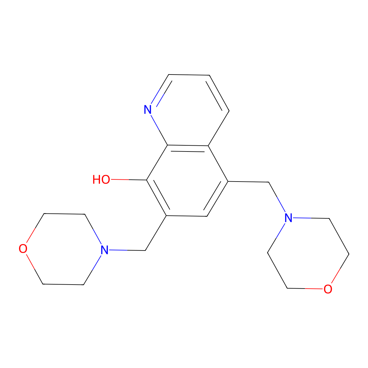 5,7-Bis(morpholin-4-ylmethyl)quinolin-8-ol molecular structure, CAS 514185-28-5