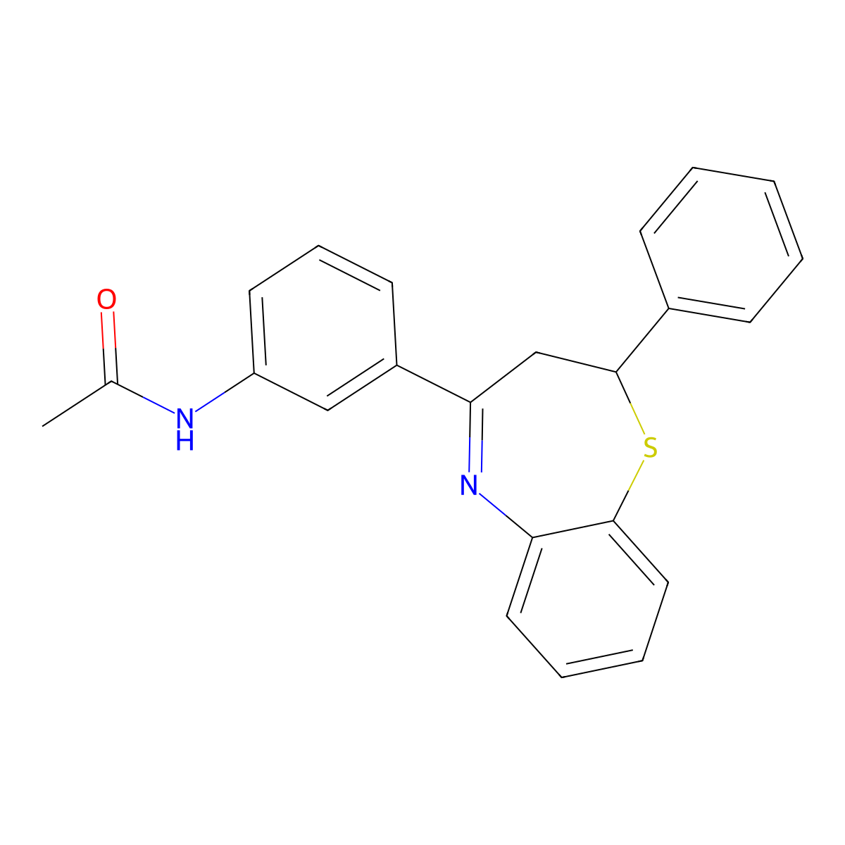 N-[3-(2-phenyl-2,3-dihydro-1,5-benzothiazepin-4-yl)phenyl]acetamide molecular structure, CAS 514185-91-2