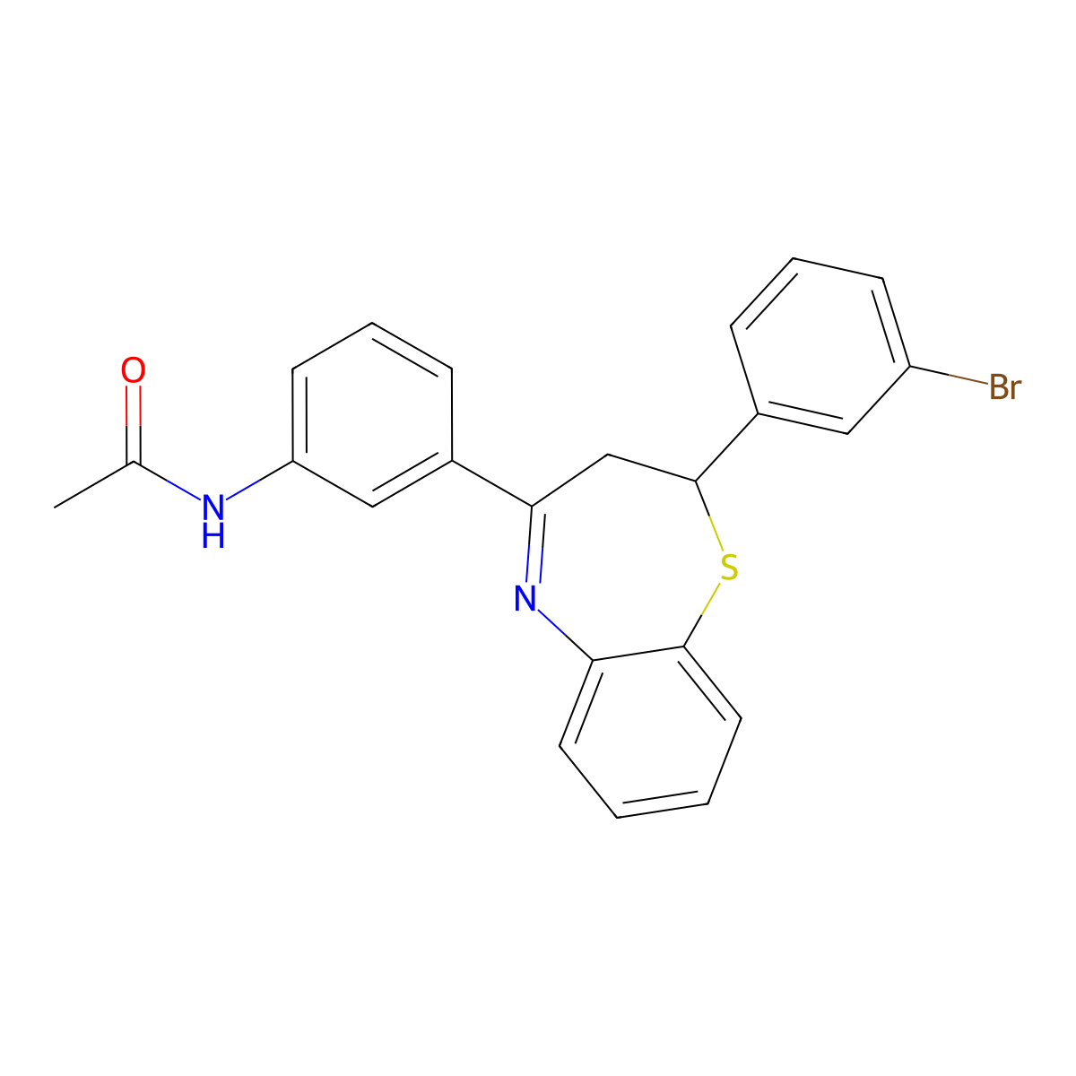 N-{3-[2-(3-bromophenyl)-2,3-dihydro-1,5-benzothiazepin-4-yl]phenyl}acetamide molecular structure, CAS 514186-01-7