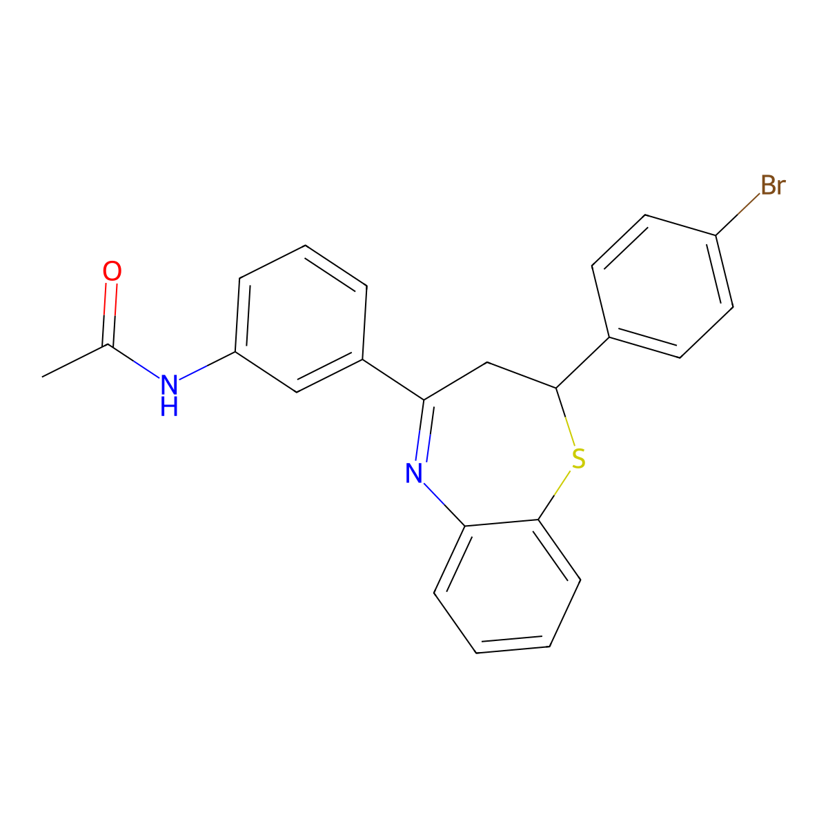 N-{3-[2-(4-bromophenyl)-2,3-dihydro-1,5-benzothiazepin-4-yl]phenyl}acetamide molecular structure, CAS 514186-02-8
