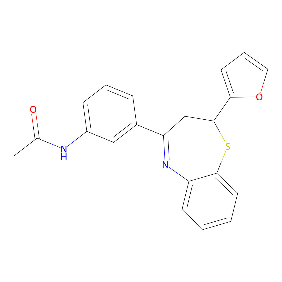 N-{3-[2-(furan-2-yl)-2,3-dihydro-1,5-benzothiazepin-4-yl]phenyl}acetamide molecular structure, CAS 514186-08-4