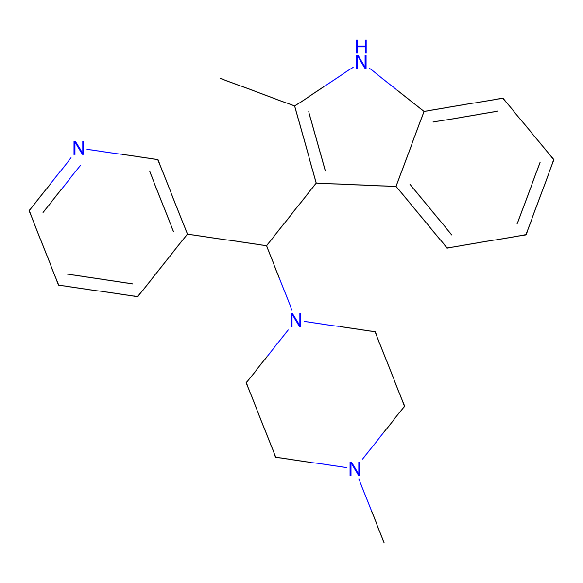 2-methyl-3-((4-methylpiperazin-1-yl)(pyridin-3-yl)methyl)-1H-indole molecular structure, CAS 514186-32-4