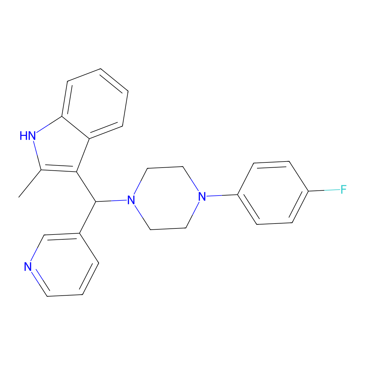 3-{[4-(4-fluorophenyl)piperazin-1-yl](pyridin-3-yl)methyl}-2-methyl-1H-indole molecular structure, CAS 514186-36-8