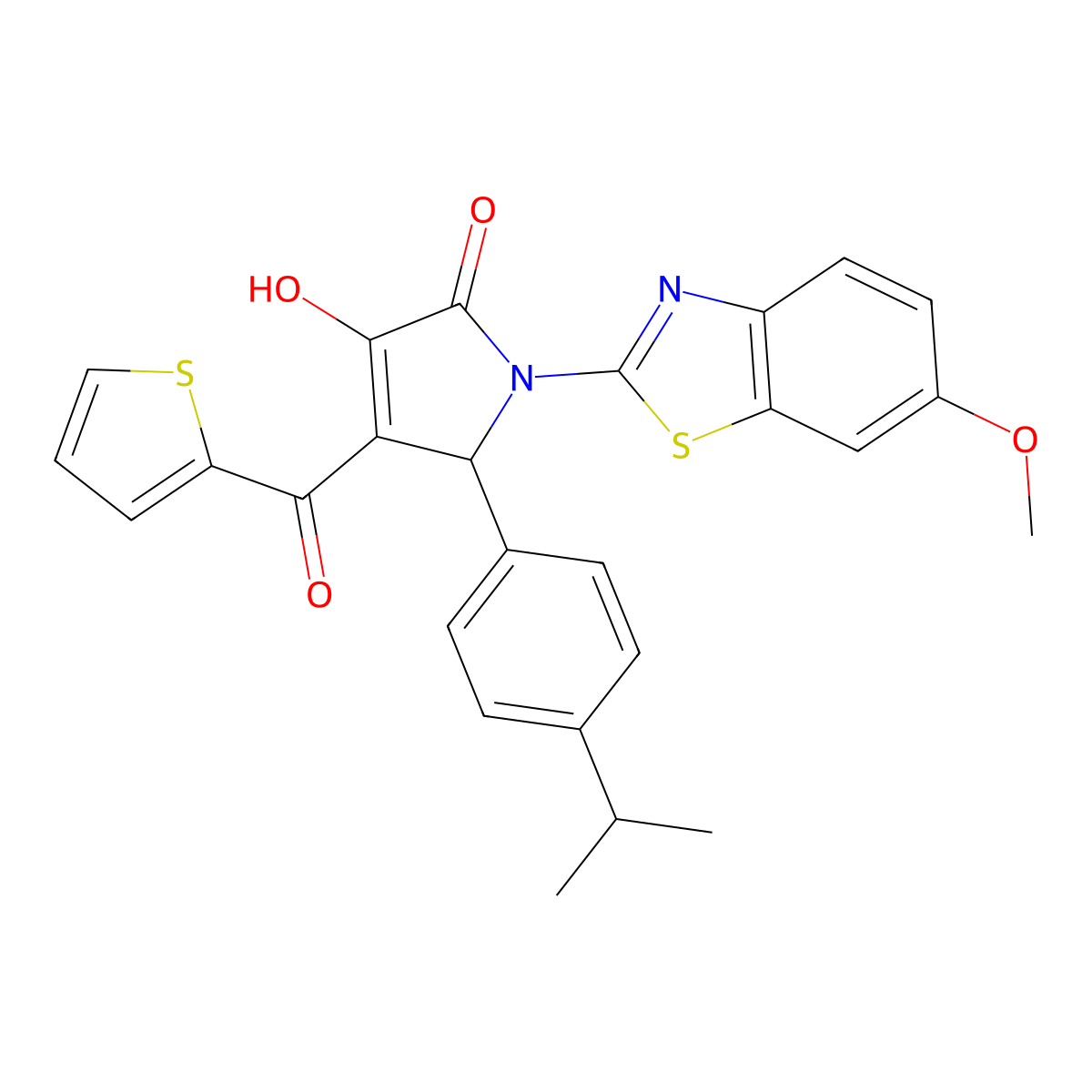 (4E)-4-[hydroxy(thiophen-2-yl)methylidene]-1-(6-methoxy-1,3-benzothiazol-2-yl)-5-[4-(propan-2-yl)phenyl]pyrrolidine-2,3-dione molecular structure, CAS 514187-58-7