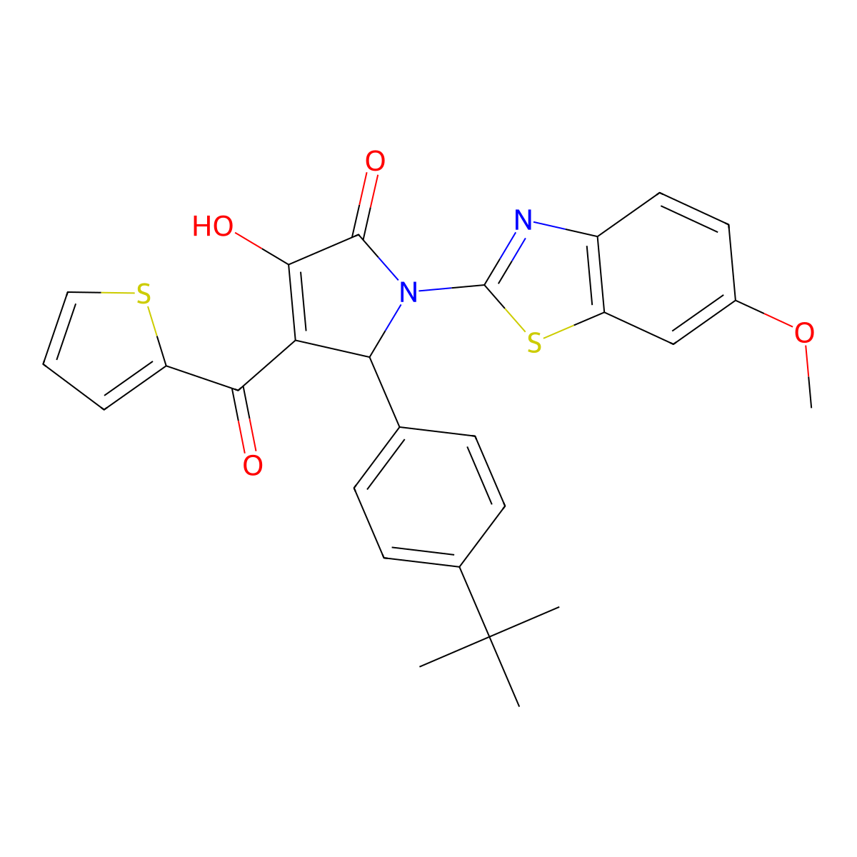 5-[4-(Tert-butyl)phenyl]-3-hydroxy-1-(6-methoxybenzothiazol-2-yl)-4-(2-thienyl carbonyl)-3-pyrrolin-2-one molecular structure, CAS 514187-59-8