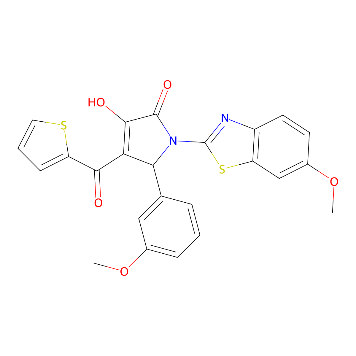 (4E)-4-[hydroxy(thiophen-2-yl)methylidene]-1-(6-methoxy-1,3-benzothiazol-2-yl)-5-(3-methoxyphenyl)pyrrolidine-2,3-dione molecular structure, CAS 514187-71-4