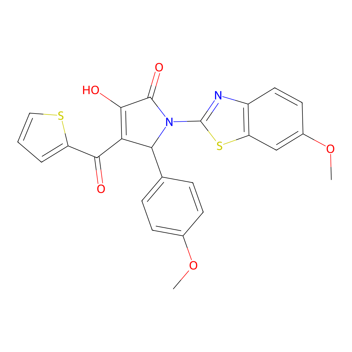 (4E)-4-[hydroxy(thiophen-2-yl)methylidene]-1-(6-methoxy-1,3-benzothiazol-2-yl)-5-(4-methoxyphenyl)pyrrolidine-2,3-dione molecular structure, CAS 514187-72-5
