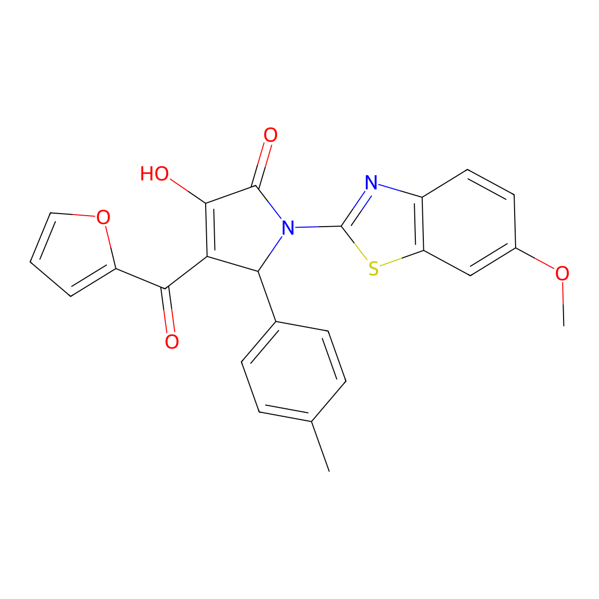 4-(furan-2-carbonyl)-3-hydroxy-1-(6-methoxybenzo[d]thiazol-2-yl)-5-(p-tolyl)-1H-pyrrol-2(5H)-one molecular structure, CAS 514187-83-8