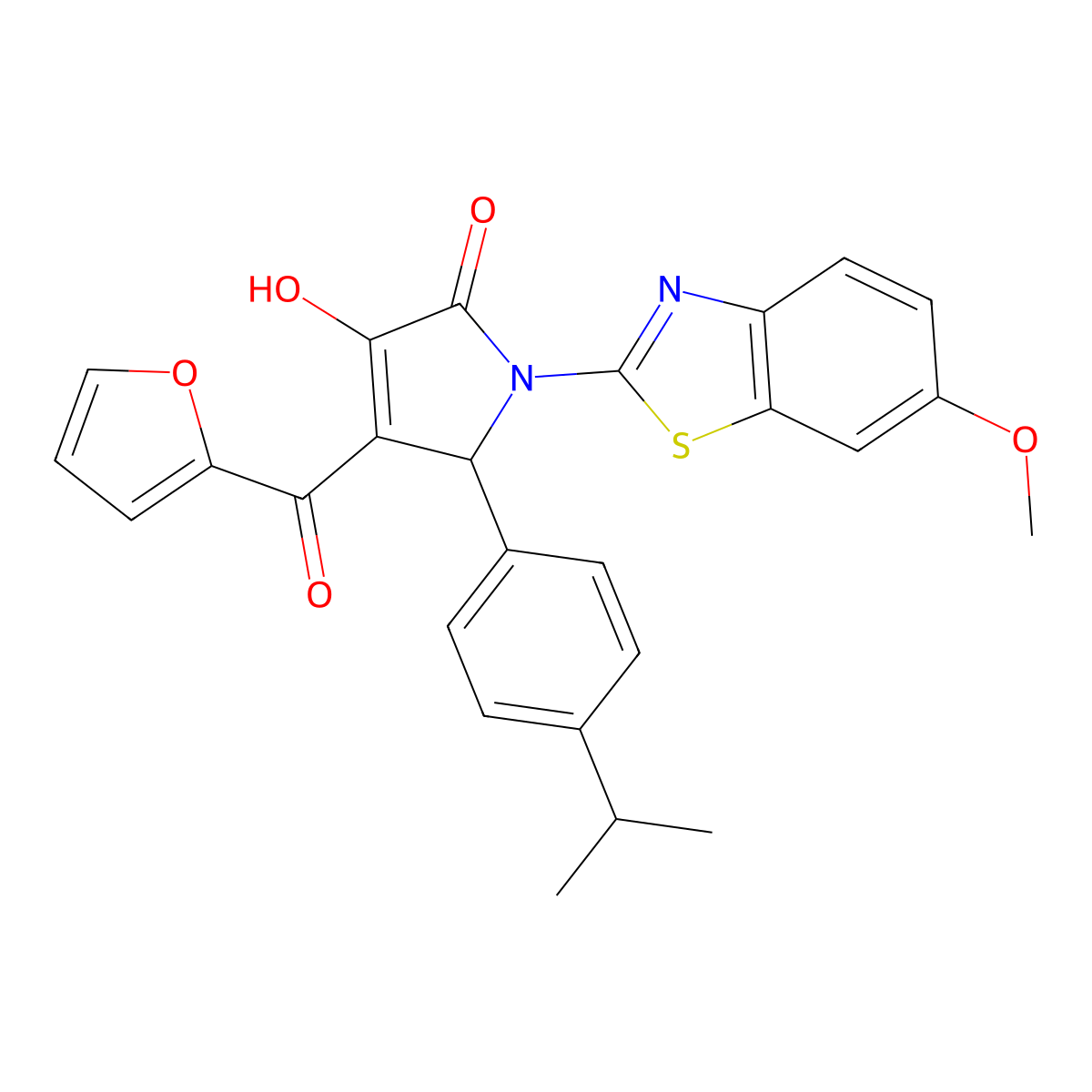 4-(2-Furylcarbonyl)-3-hydroxy-1-(6-methoxybenzothiazol-2-yl)-5-[4-(methylethyl)phenyl]-3-pyrrolin-2-one molecular structure, CAS 514187-84-9