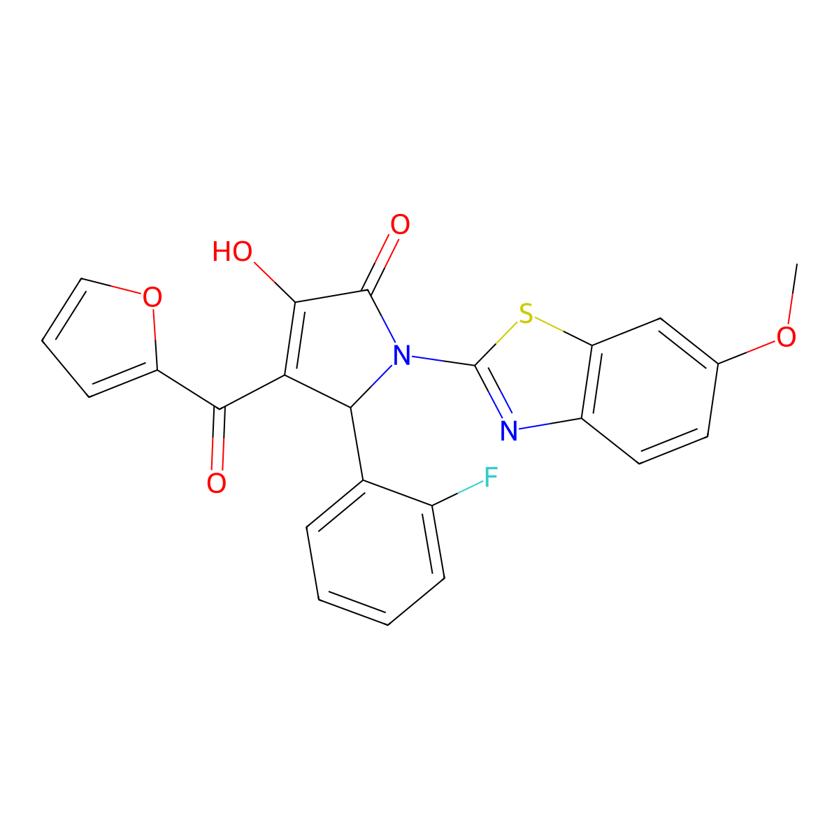 5-(2-Fluorophenyl)-4-(2-furylcarbonyl)-3-hydroxy-1-(6-methoxybenzothiazol-2-yl)-3-pyrrolin-2-one molecular structure, CAS 514187-86-1