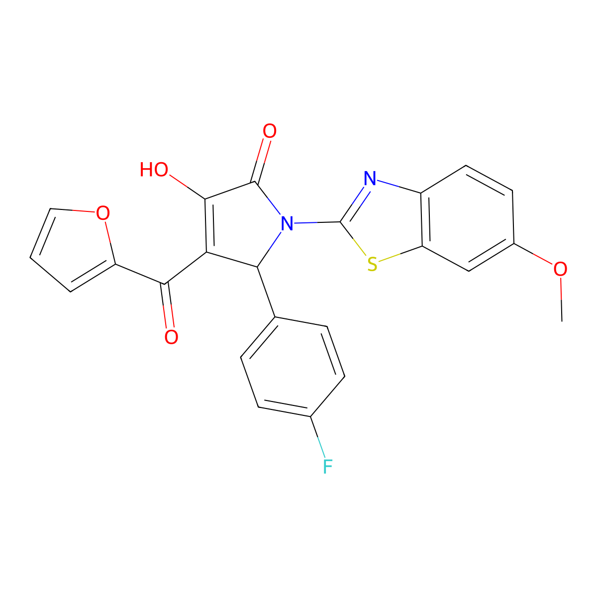 5-(4-Fluorophenyl)-4-(2-furylcarbonyl)-3-hydroxy-1-(6-methoxybenzothiazol-2-yl)-3-pyrrolin-2-one molecular structure, CAS 514187-88-3