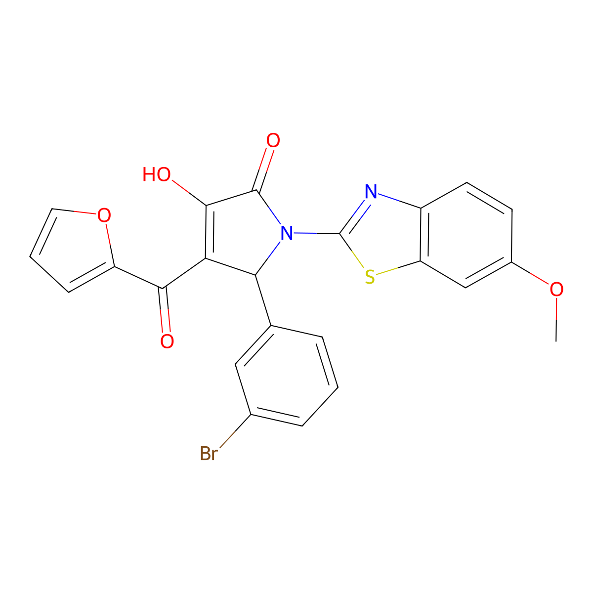 5-(3-Bromophenyl)-4-(2-furylcarbonyl)-3-hydroxy-1-(6-methoxybenzothiazol-2-yl)-3-pyrrolin-2-one molecular structure, CAS 514187-92-9