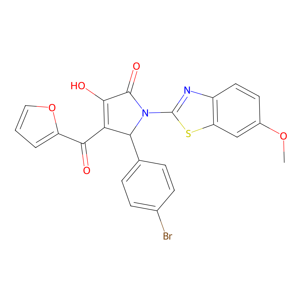 5-(4-Bromophenyl)-4-(2-furylcarbonyl)-3-hydroxy-1-(6-methoxybenzothiazol-2-yl)-3-pyrrolin-2-one molecular structure, CAS 514187-93-0