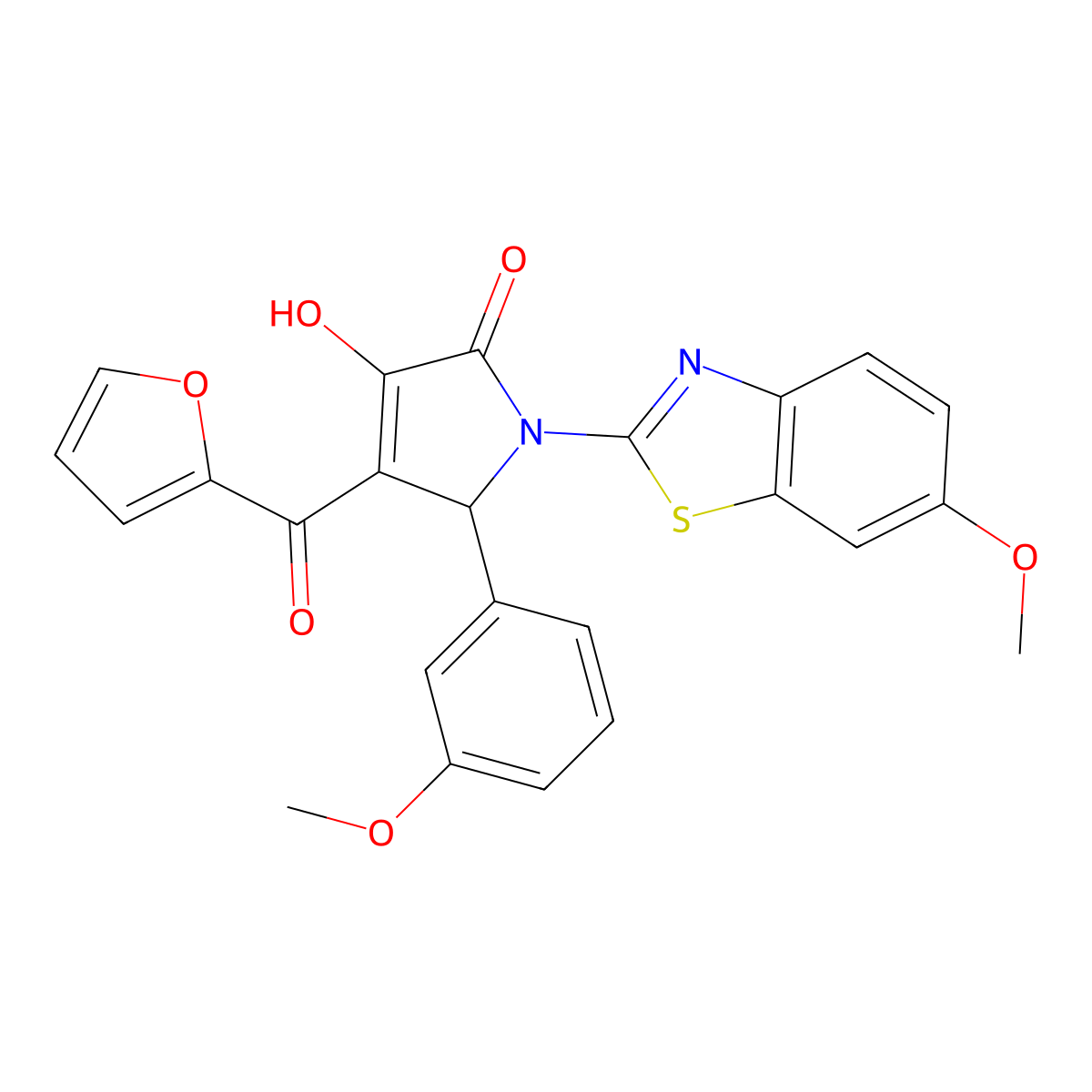 (4E)-4-[furan-2-yl(hydroxy)methylidene]-1-(6-methoxy-1,3-benzothiazol-2-yl)-5-(3-methoxyphenyl)pyrrolidine-2,3-dione molecular structure, CAS 514187-97-4