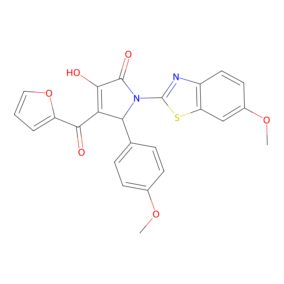 (4E)-4-[furan-2-yl(hydroxy)methylidene]-1-(6-methoxy-1,3-benzothiazol-2-yl)-5-(4-methoxyphenyl)pyrrolidine-2,3-dione molecular structure, CAS 514187-98-5