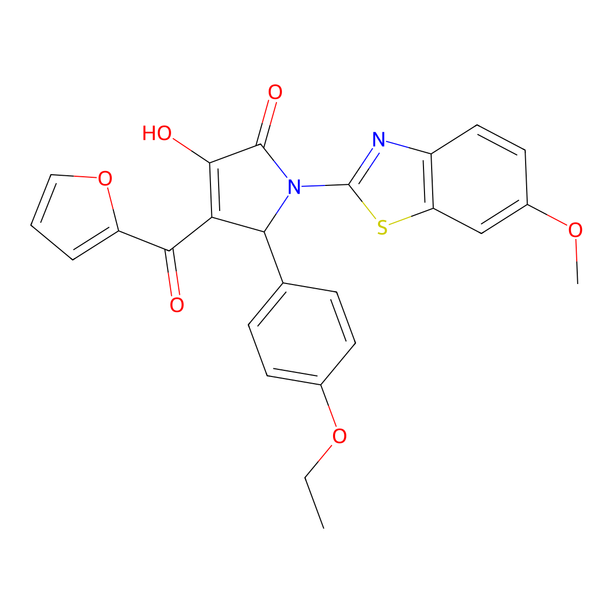 5-(4-Ethoxyphenyl)-4-(2-furylcarbonyl)-3-hydroxy-1-(6-methoxybenzothiazol-2-yl)-3-pyrrolin-2-one molecular structure, CAS 514187-99-6