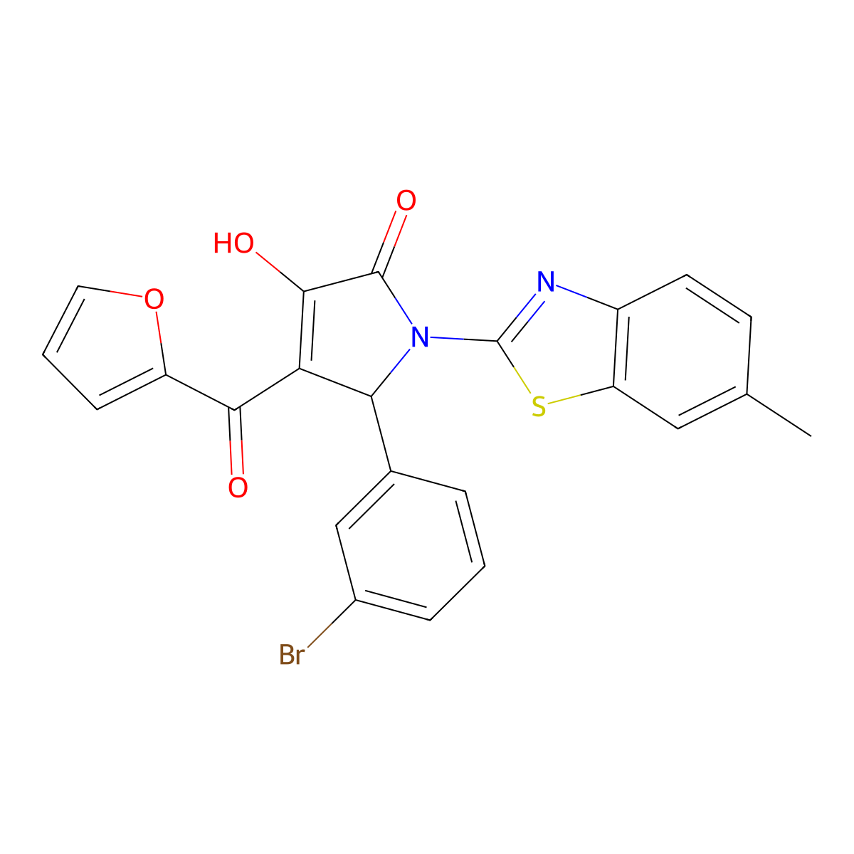 5-(3-Bromophenyl)-4-(2-furylcarbonyl)-3-hydroxy-1-(6-methylbenzothiazol-2-yl)-3-pyrrolin-2-one molecular structure, CAS 514188-09-1