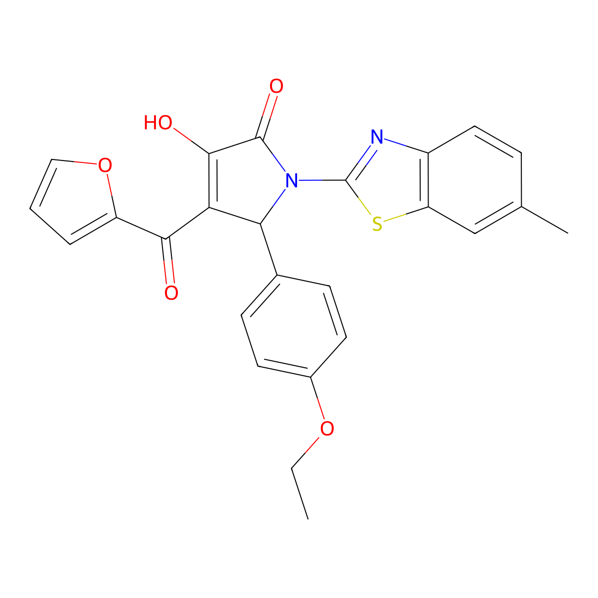 2-(4-ethoxyphenyl)-3-(furan-2-carbonyl)-4-hydroxy-1-(6-methyl-1,3-benzothiazol-2-yl)-2H-pyrrol-5-one molecular structure, CAS 514188-16-0