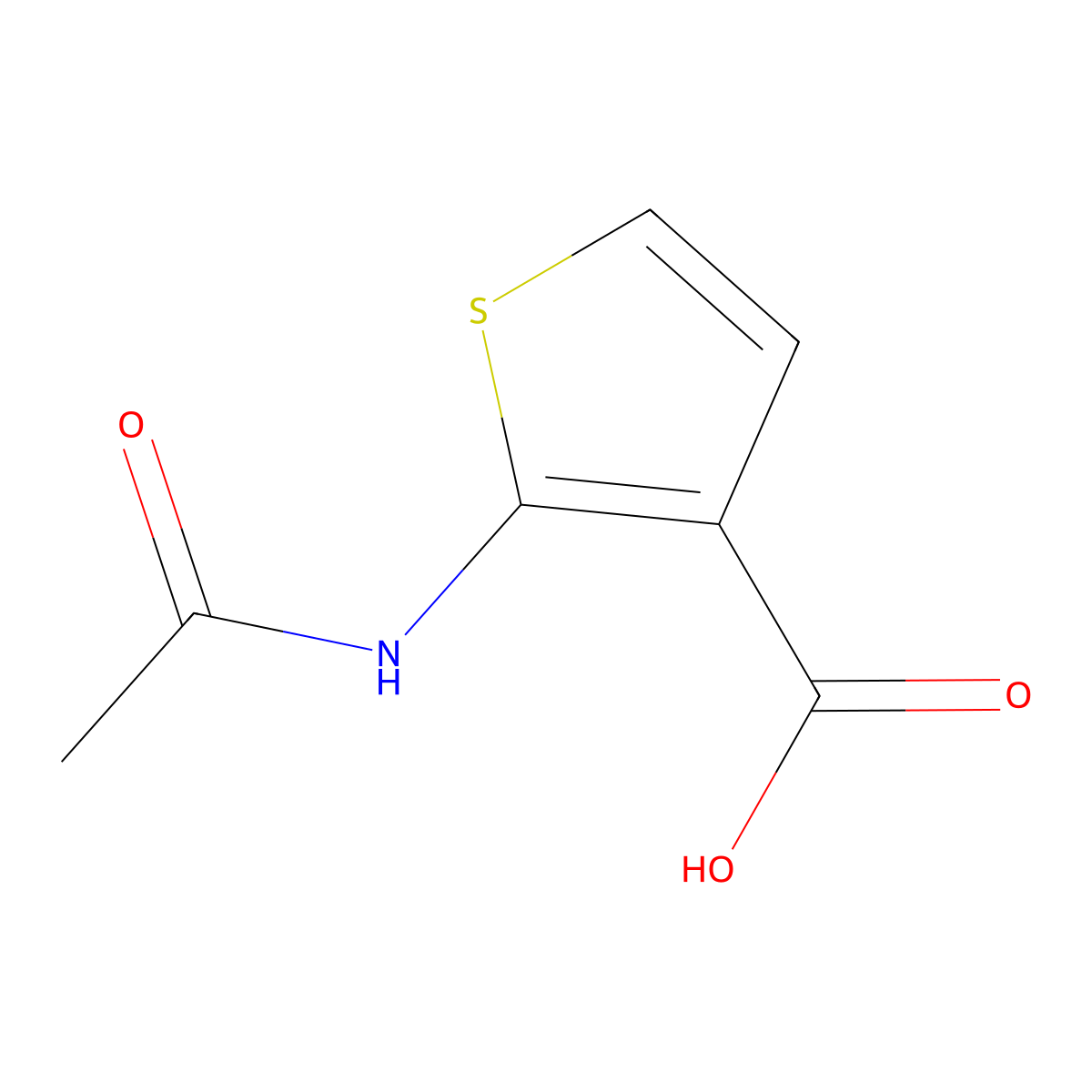 2-Acetamidothiophene-3-carboxylic acid molecular structure, CAS 51419-38-6