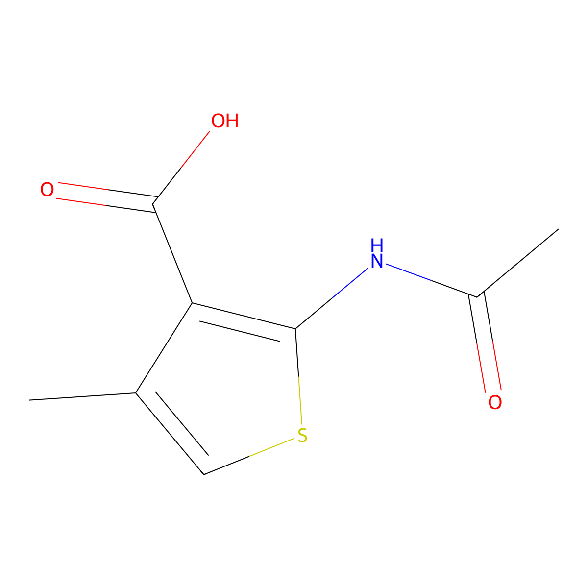 2-Acetamido-4-methylthiophene-3-carboxylic acid molecular structure, CAS 51419-41-1