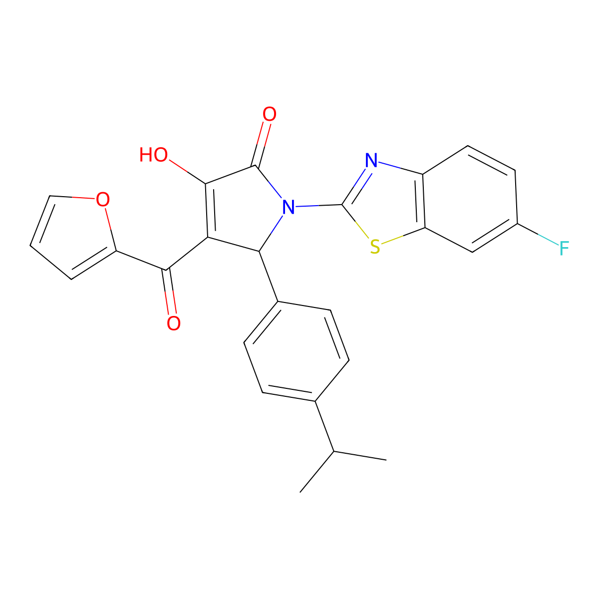 1-(6-Fluorobenzothiazol-2-yl)-4-(2-furylcarbonyl)-3-hydroxy-5-[4-(methylethyl) phenyl]-3-pyrrolin-2-one molecular structure, CAS 514191-26-5
