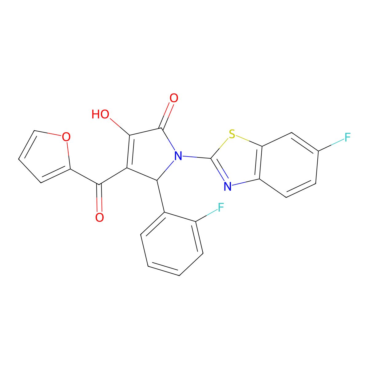 1-(6-Fluorobenzothiazol-2-yl)-5-(2-fluorophenyl)-4-(2-furylcarbonyl)-3-hydroxy-3-pyrrolin-2-one molecular structure, CAS 514191-28-7