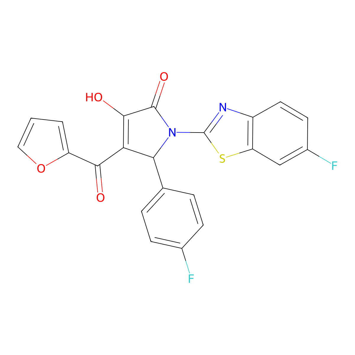 1-(6-Fluorobenzothiazol-2-yl)-5-(4-fluorophenyl)-4-(2-furylcarbonyl)-3-hydroxy-3-pyrrolin-2-one molecular structure, CAS 514191-30-1