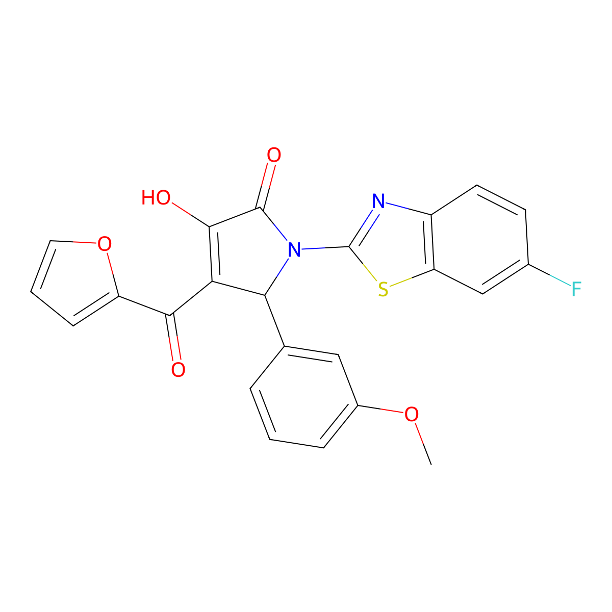 1-(6-Fluorobenzothiazol-2-yl)-4-(2-furylcarbonyl)-3-hydroxy-5-(3-methoxyphenyl)-3-pyrrolin-2-one molecular structure, CAS 514191-38-9