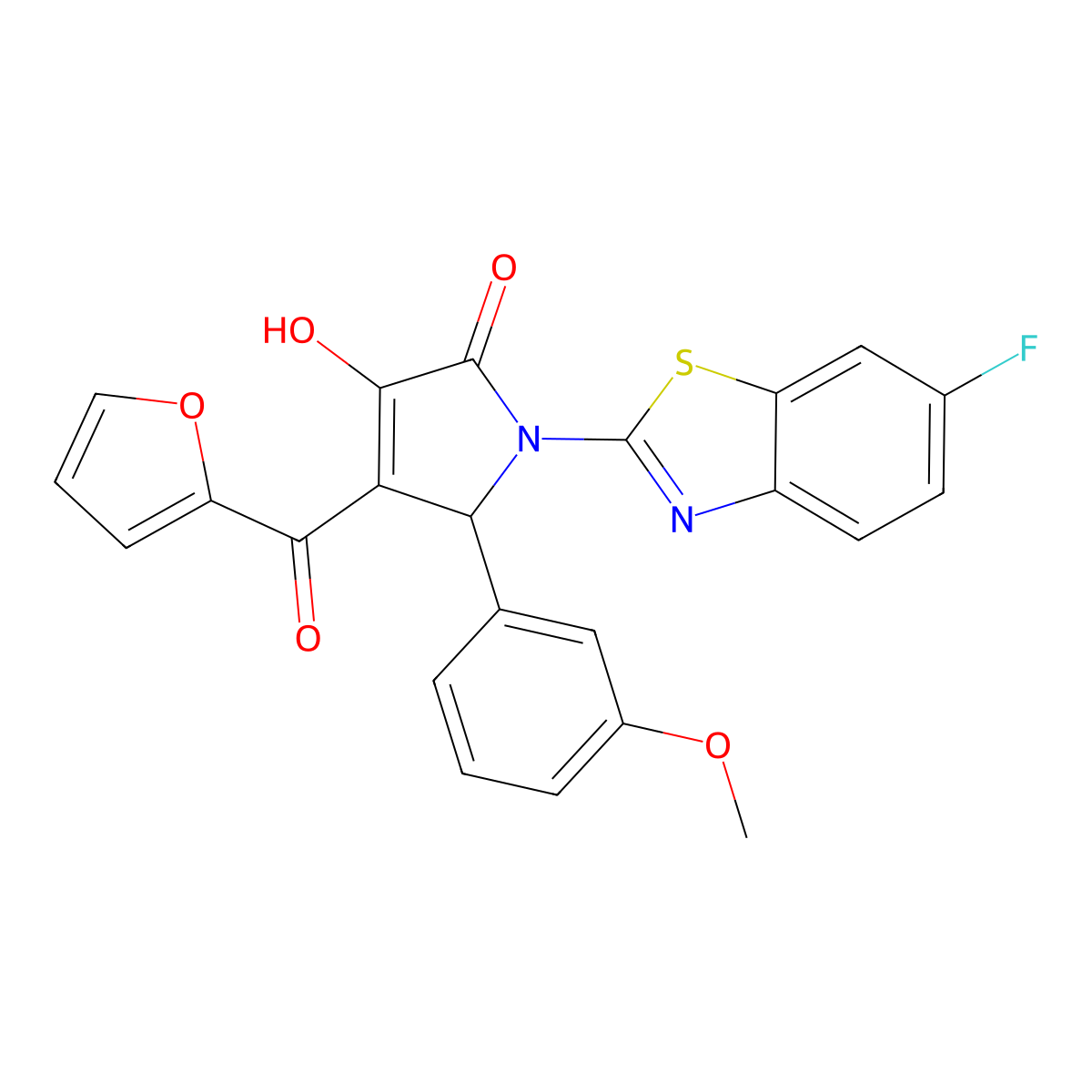 1-(6-Fluorobenzothiazol-2-yl)-4-(2-furylcarbonyl)-3-hydroxy-5-(3-methoxyphenyl)-3-pyrrolin-2-one molecular structure, CAS 514191-38-9