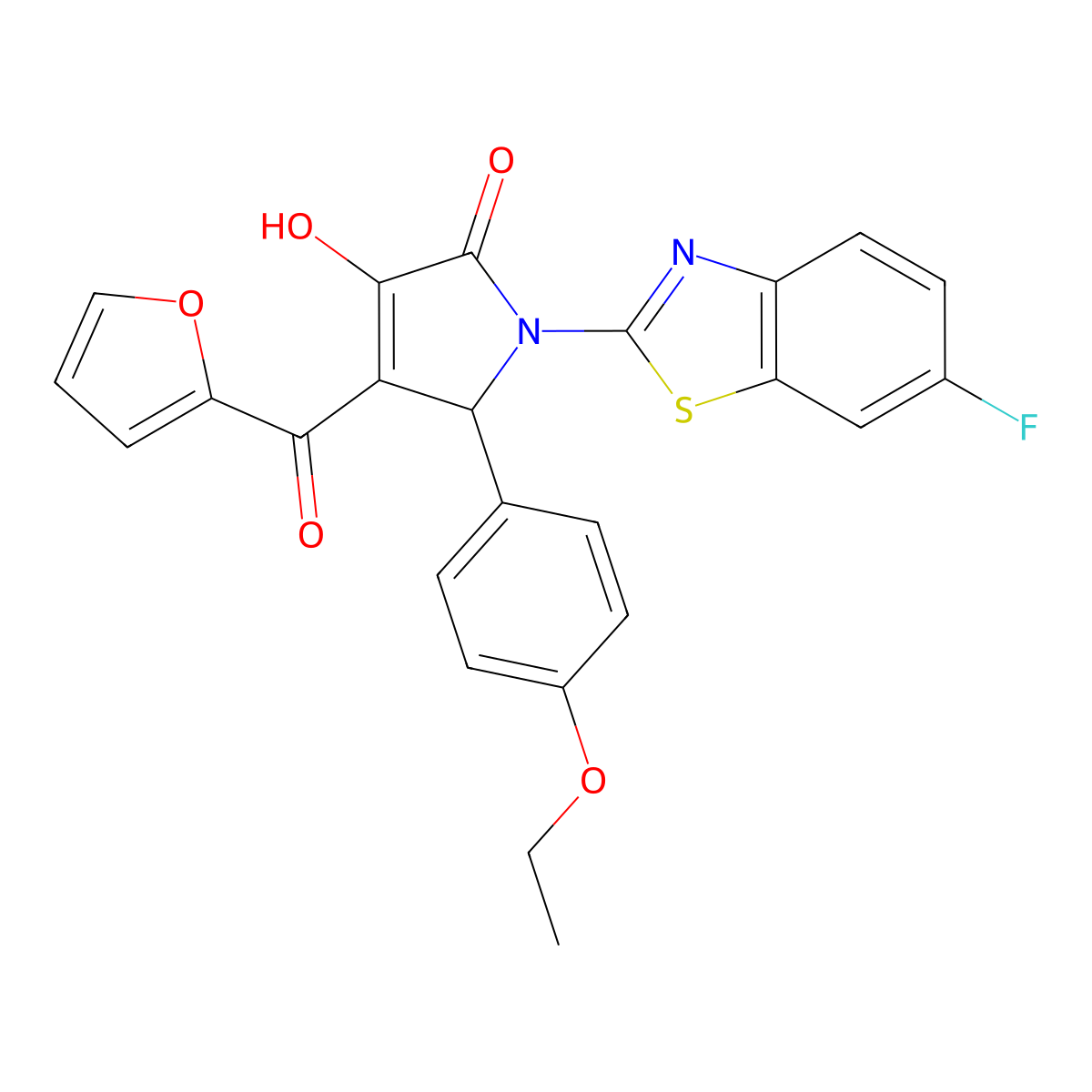 5-(4-Ethoxyphenyl)-1-(6-fluorobenzothiazol-2-yl)-4-(2-furylcarbonyl)-3-hydroxy-3-pyrrolin-2-one molecular structure, CAS 514191-40-3