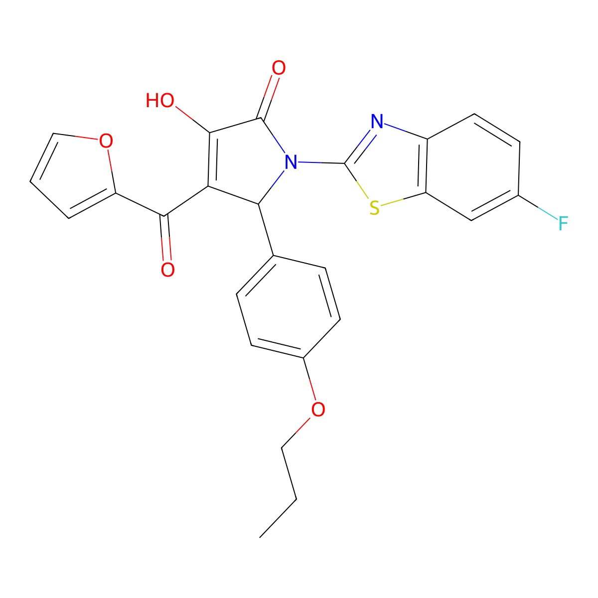 1-(6-Fluorobenzothiazol-2-yl)-4-(2-furylcarbonyl)-3-hydroxy-5-(4-propoxyphenyl)-3-pyrrolin-2-one molecular structure, CAS 514191-46-9