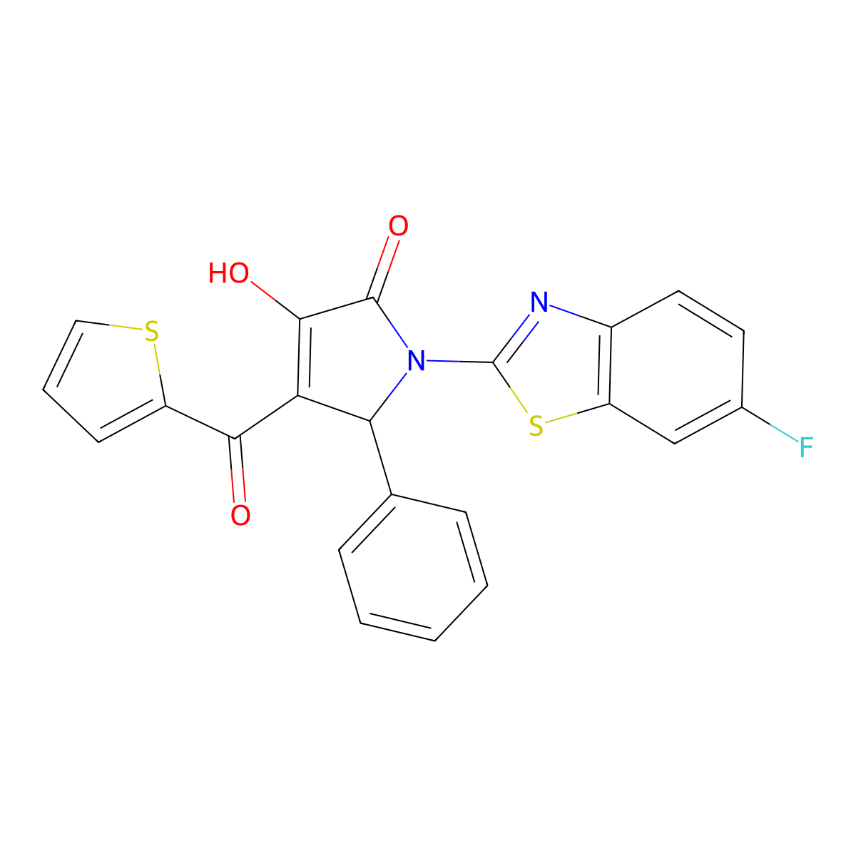 1-(6-fluorobenzo[d]thiazol-2-yl)-3-hydroxy-5-phenyl-4-(thiophene-2-carbonyl)-1H-pyrrol-2(5H)-one molecular structure, CAS 514191-63-0