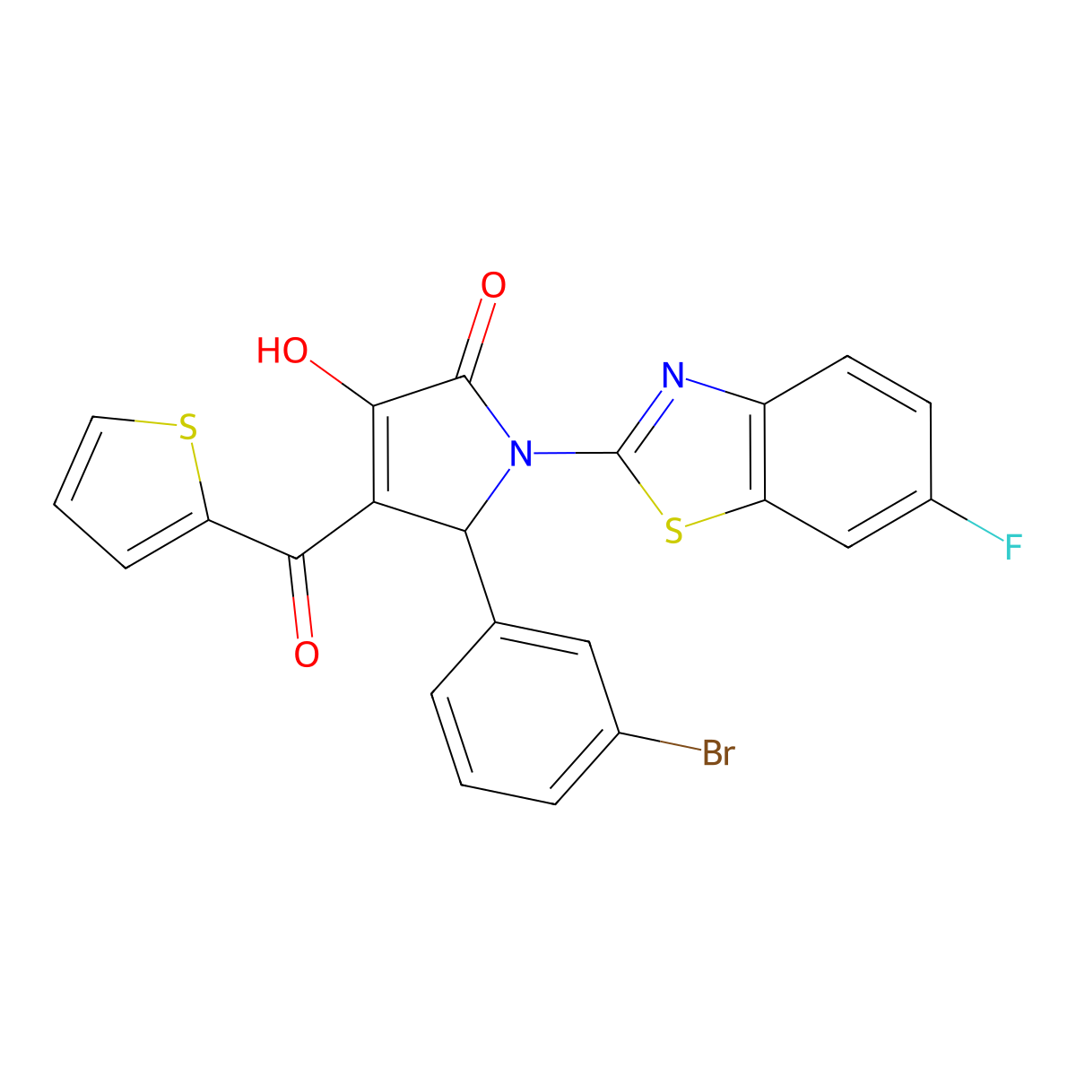 5-(3-Bromophenyl)-1-(6-fluorobenzothiazol-2-yl)-3-hydroxy-4-(2-thienylcarbonyl)-3-pyrrolin-2-one molecular structure, CAS 514191-72-1