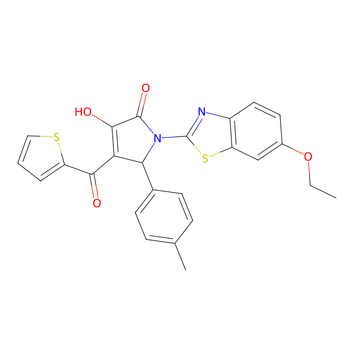 1-(6-ethoxy-1,3-benzothiazol-2-yl)-4-hydroxy-2-(4-methylphenyl)-3-(thiophene-2-carbonyl)-2H-pyrrol-5-one molecular structure, CAS 514191-84-5