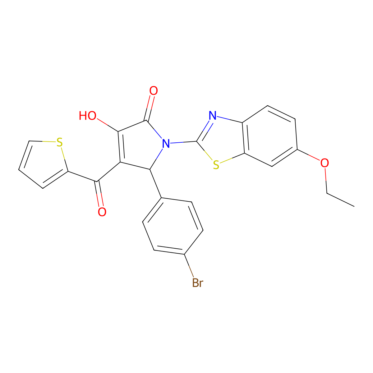 5-(4-Bromophenyl)-1-(6-ethoxybenzothiazol-2-yl)-3-hydroxy-4-(2-thienylcarbonyl)-3-pyrrolin-2-one molecular structure, CAS 514191-94-7