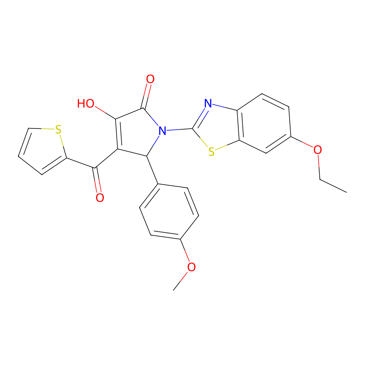 (4E)-1-(6-ethoxy-1,3-benzothiazol-2-yl)-4-[hydroxy(thiophen-2-yl)methylidene]-5-(4-methoxyphenyl)pyrrolidine-2,3-dione molecular structure, CAS 514191-97-0