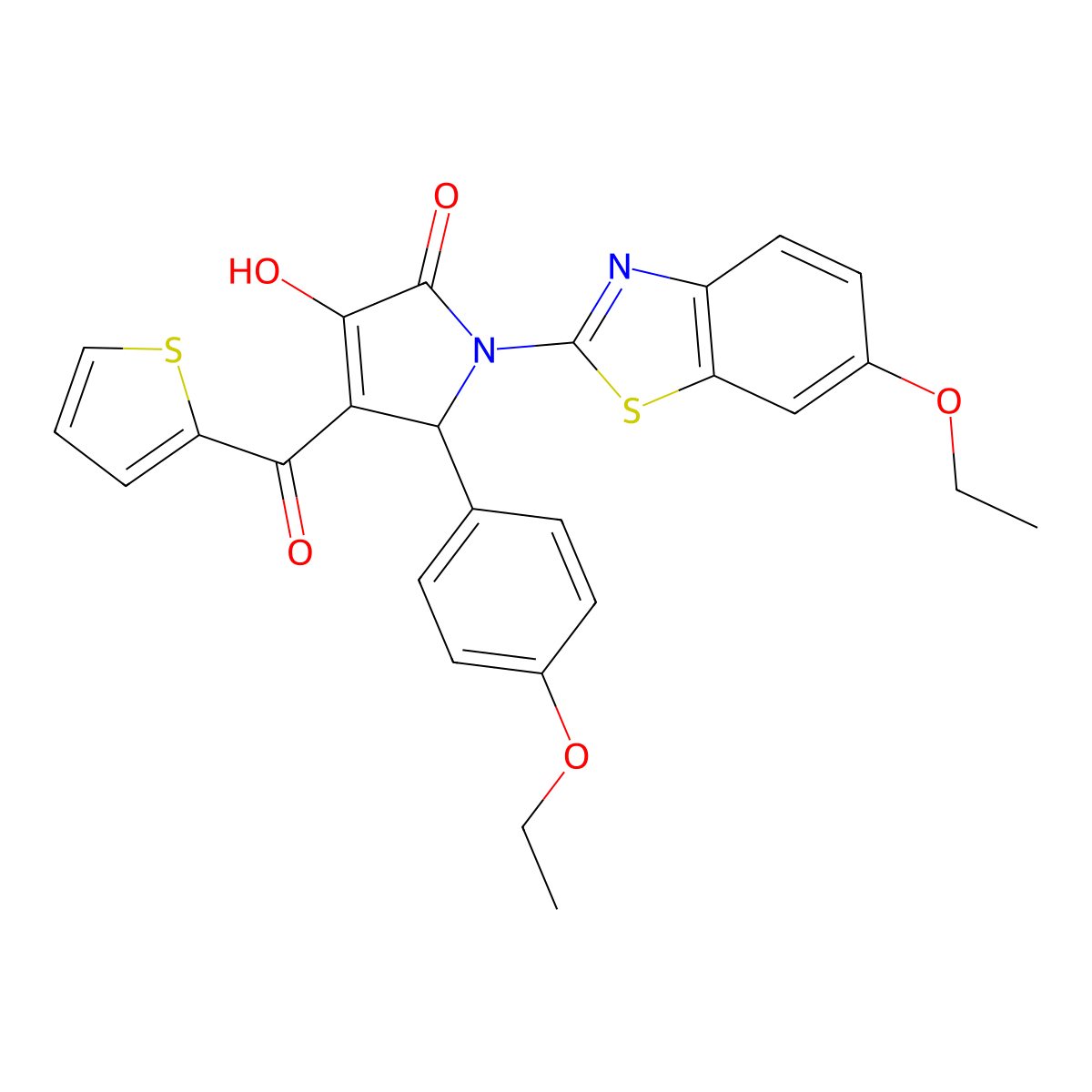 (4E)-1-(6-ethoxy-1,3-benzothiazol-2-yl)-5-(4-ethoxyphenyl)-4-[hydroxy(thiophen-2-yl)methylidene]pyrrolidine-2,3-dione molecular structure, CAS 514191-98-1
