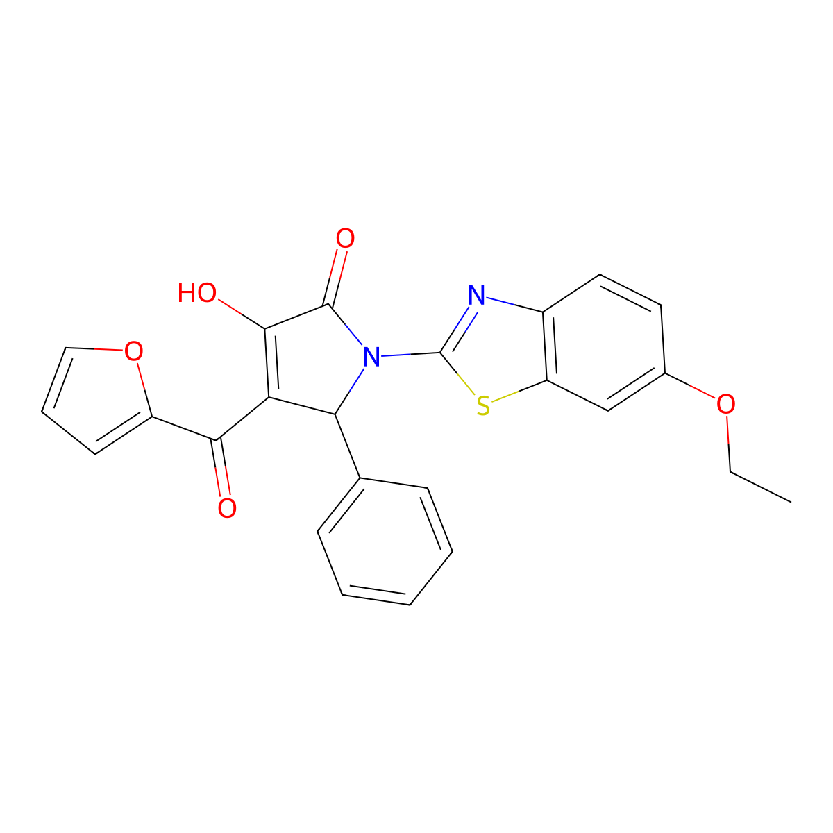 1-(6-ethoxybenzo[d]thiazol-2-yl)-4-(furan-2-carbonyl)-3-hydroxy-5-phenyl-1H-pyrrol-2(5H)-one molecular structure, CAS 514192-04-2