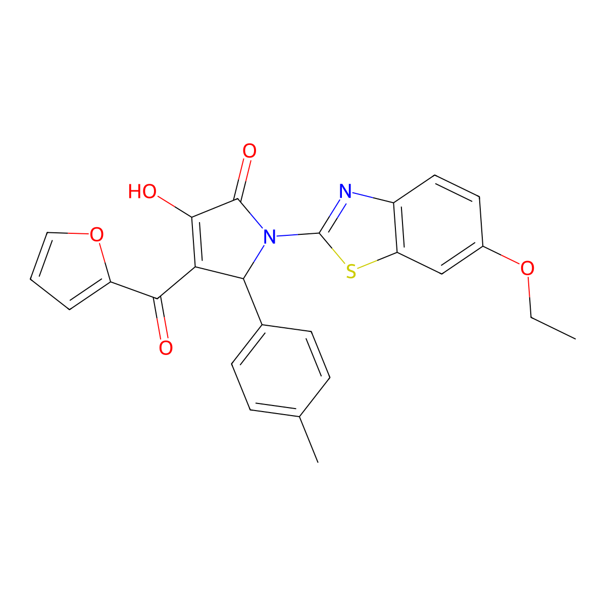 1-(6-Ethoxybenzothiazol-2-yl)-4-(2-furylcarbonyl)-3-hydroxy-5-(4-methylphenyl)-3-pyrrolin-2-one molecular structure, CAS 514192-05-3